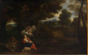 Pier Francesco Mola (Coldrerio, 9. Februar 1612 – Rom, 13. Mai 1666), Werkstatt von, Rast auf der Flucht nach Ägypten